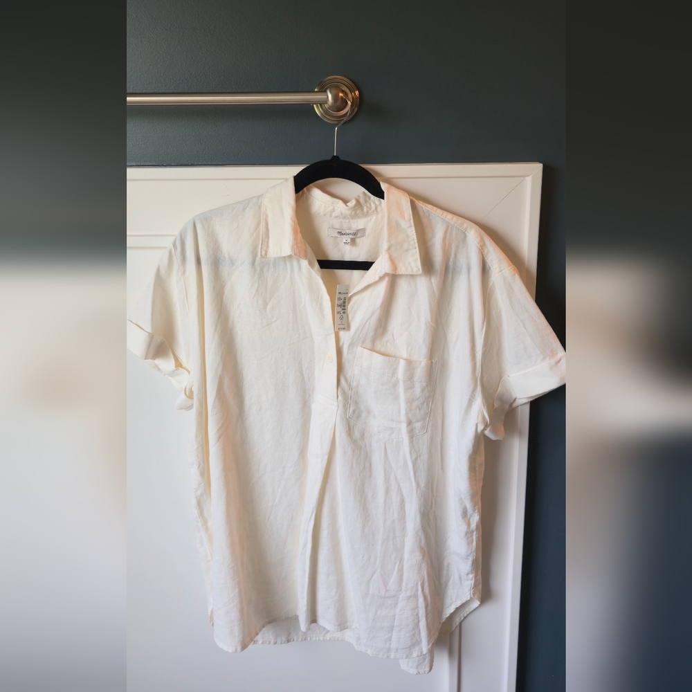 Madewell Women's Linen-Blend Swenson Popover Shirt - Picture 4 of 9